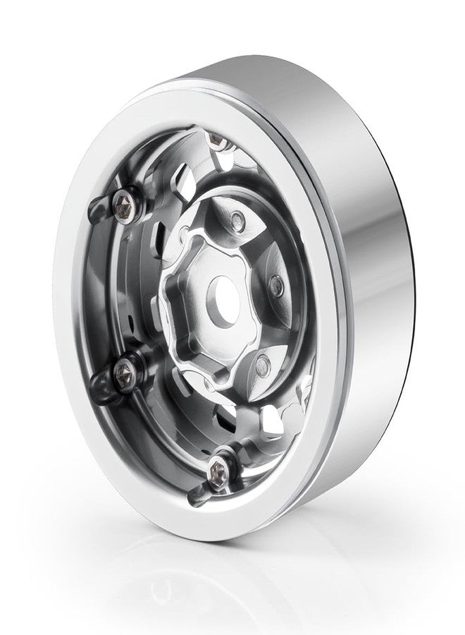 عجلات MORLORDY RC مقاس 1.55 بوصة، عجلات ألومنيوم عتيقة الطراز لسيارات التحكم عن بعد بمقياس 1/18 Axial UTB18 و 1/10 AX90069 D90 TF2 CC01، قطع غيار ترقية (فضي) - Image 5